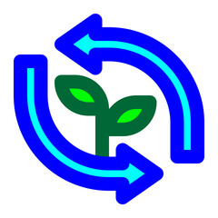 recycle, recycling, cycle, sustainable, ecology, ecosystem colored outline icon