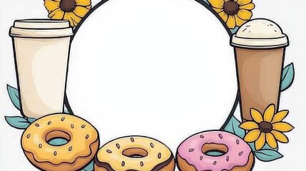 Donut and Coffee Circle Frame