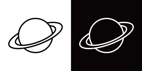 土星のシンプルなラインアイコン © WAWAWA
