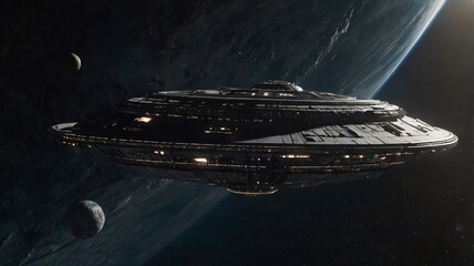 Obraz premium a space ship with the name on the side.