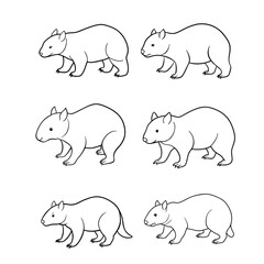 Wombat Stretching Line Art Vector