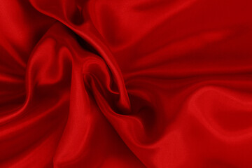 Dark red fabric texture background, detail of silk or linen pattern.