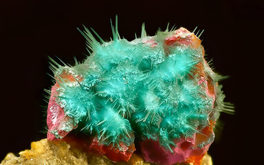 Quetzalcoatlite is rare precious natural geological stone on gradient background in low key, isolate. AI generated.