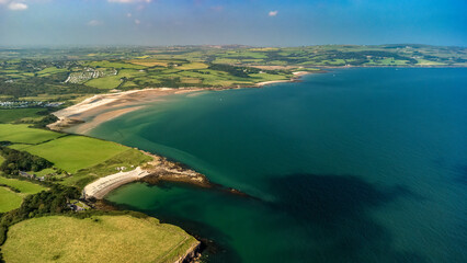 Lligwy Bay from the air, Anglesey, Wales, Uk