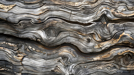 wooden patterns and textures in a piece of weathered driftwood wooden background. Generative AI.