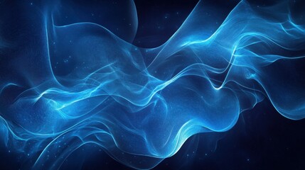 Obraz premium Abstract blue energy waves flowing in dark space, representing dynamic movement and fluidity