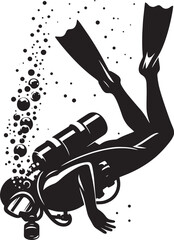 Underwater Scuba Diving silhouette vector illustration isolated on a white background