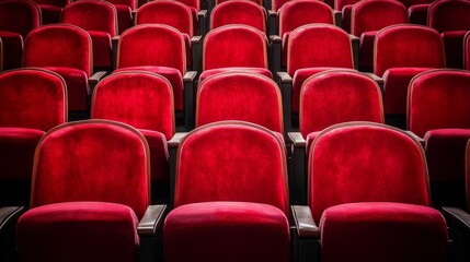 Obraz premium Red Velvet Theater Seats, Theater, Seating, Auditorium