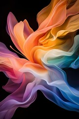 Colorful abstract waves flowing against a dark background.
