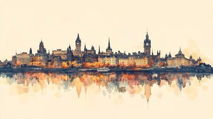 Obraz premium Dundee, color pen pencil hand-drawn effect drawing illustration for travel poster, card, wallpaper, backdrop or banner. Modern, clear, artistic and simple