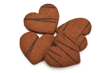 Fresh ginger cookies, gingerbread, isolated on white background.