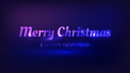 Merry Christmas and Happy New Year neon background