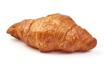 Freshly baked croissant, isolated on white background.