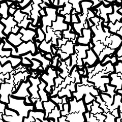 Seamless pattern with black wavy grunge brush strokes