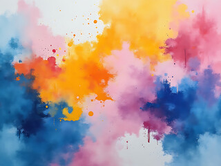 Obraz premium Impressionist Abstract Background with Vibrant Paint Splashes and Watercolor Textures