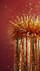 Christmas Celebration With  Gold Sparking Fireworks.