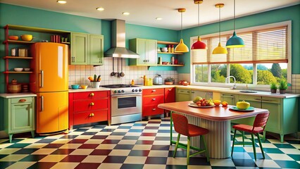 Embrace retro charm with 1950s kitchen designs showcasing colorful decor and vintage appliances, perfect for creating a