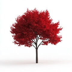 3D render of a red maple tree, isolated on a white background,