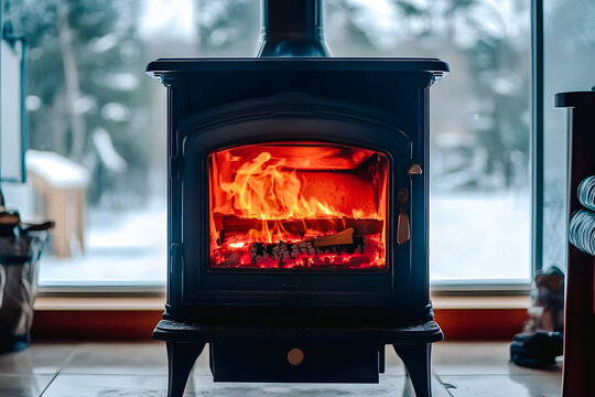 Po&ecirc;le a bois avec feu