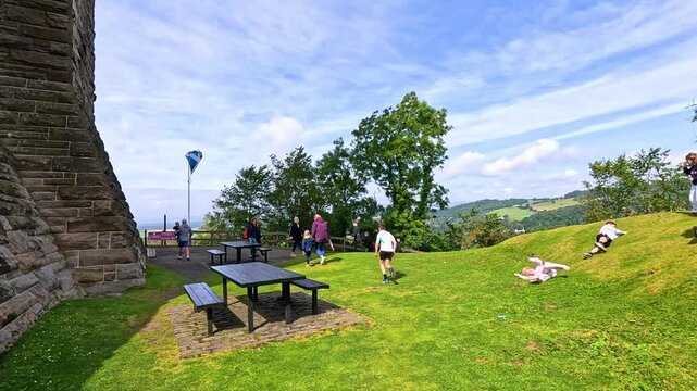 Children Playing Near Monument in Stirling