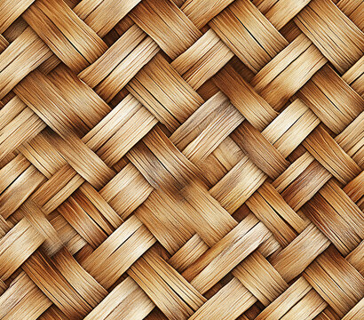 6. Woven basket texture pattern with intricate crisscrossing strips in natural wood tones 