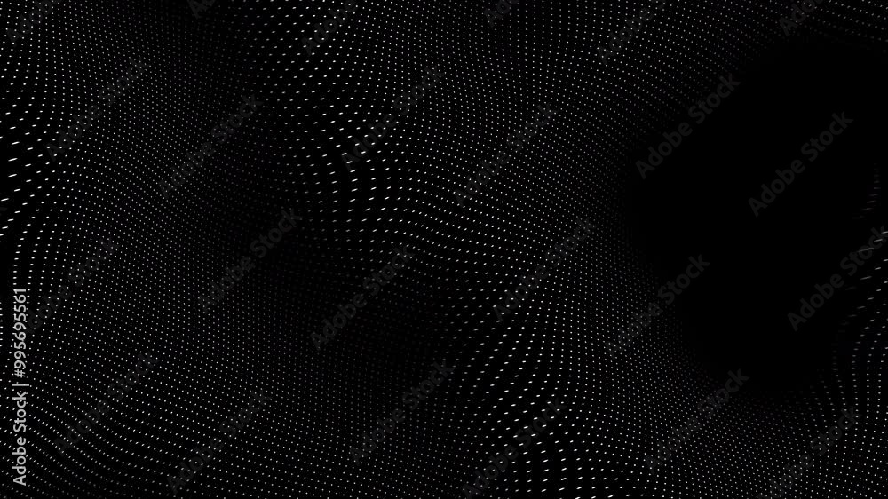 Poster Animated abstract technology black background random dots and grid 4K