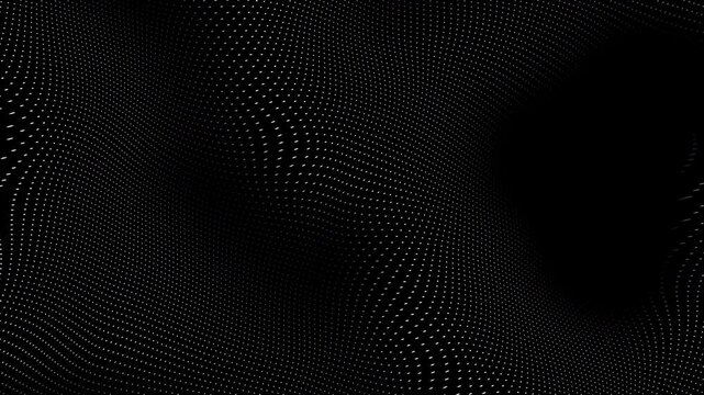 Animated abstract technology black background random dots and grid 4K