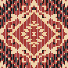 Fototapeta premium Geometric Tribal Ethnic Pattern Philippinesfolk Embroidery, Aztec Geometric Ornament Print. Design for Carpet, Wallpaper, Clothing, Wrapping, Fabric