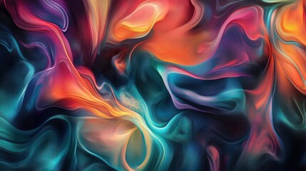 Fototapeta premium An abstract background featuring vibrant, dynamic, colorful swirls and flowing lines. The image is full of energy and movement, creating a visually striking composition.