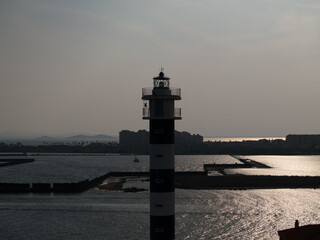 Faro de El Estacio en la Manga del Mar Menor Murcia