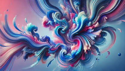 Fototapeta premium Abstract Digital Art with Swirling Blues, Purples, and Pinks, Fluid Composition with Dynamic Shapes and Blended Colors. AI-generated
