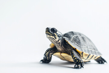 Obraz premium Tortoise Walking Forward A tortoise moving forward slowly, its shell appearing large and protective, showcasing its slow and steady pace.