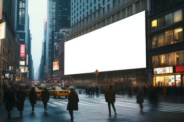 large white blank billboard mockup in city with modern architecture