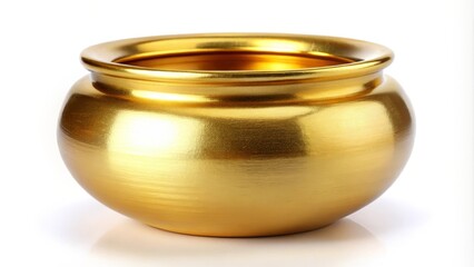 Golden pot standing on a white background