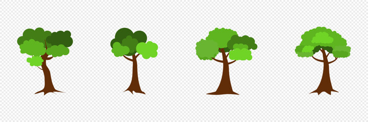 Set green trees. Vector illustration.