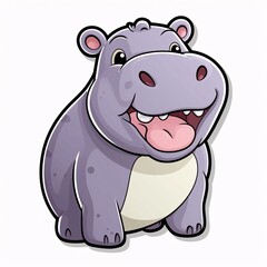 Obraz premium Cute Cartoon Hippopotamus Illustration