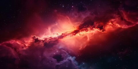Fototapeta premium Red Nebula in Outer Space Galacy: A Cosmic Dance of Light and Color