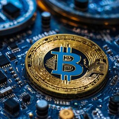 Fototapeta premium Bitcoin background colorful technology background