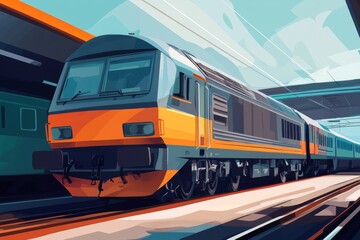Fototapeta premium Train graphics, Graphic design, vector graphics, Simple lines, vector art, illustration