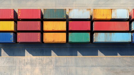 Aerial View of Colorful Shipping Containers