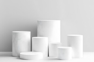 Elegant Minimalistic Stage Designs in Soft Pastel and Bold Colors for Modern Backgrounds