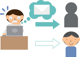 メールを誤送信してしまった人のイメージ素材