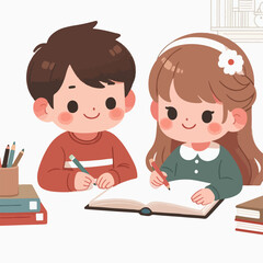 boys and girls studying together