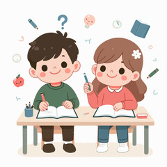 boys and girls studying together