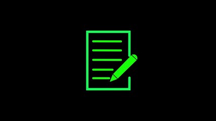 Document icon with pen sign animation. Documents checklist with a pen icon isolated. five line , Documents list icon, Business Documents icon isolated .