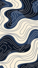 Fototapeta premium Abstract Wave Pattern Design in Blue and Cream Colors for Modern Decor or Textile Prints