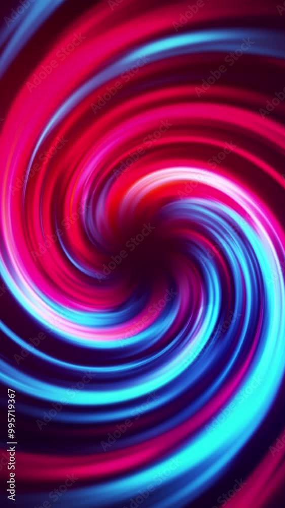 Poster dynamic animated colorful vortex, seamless loop. motion. top view of bright tornado with glowing cur