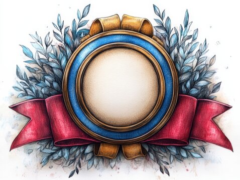 Colorful award logo design with floral elements and a blank center for customization.