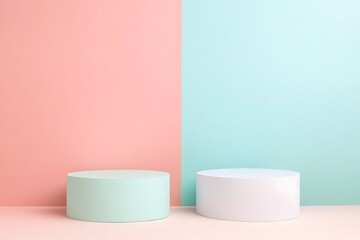 Elegant Minimalistic Stage Designs in Soft Pastel and Bold Colors for Modern Backgrounds