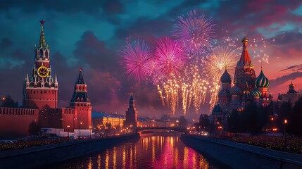 Obraz premium New Year's Eve Celebrations and Fireworks in Major Cities Around The World, Generative AI